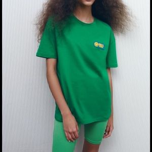 Zara green t-shirt smiley